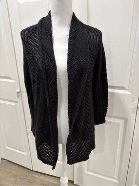 Madison Black Open-Front Knit Cardigan